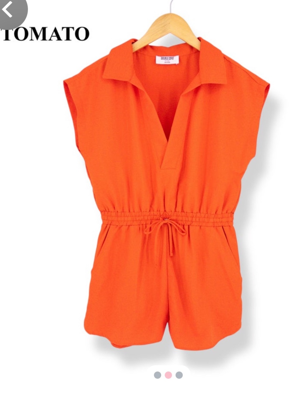 NWT Double Zero Romper Woven Collared V-Neck / Tomato Red